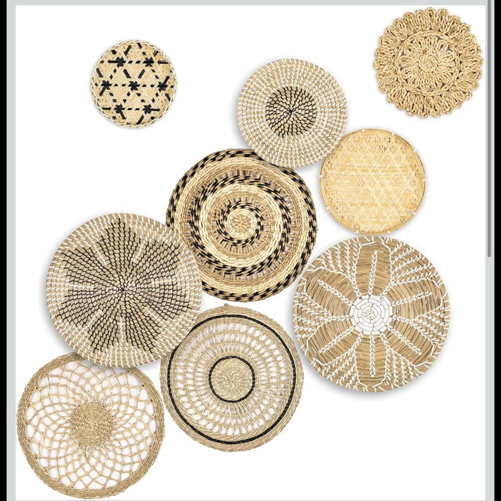 Set of 9 Bohemian Boho Seagrass Wall Baskets/ Hangings - NIB